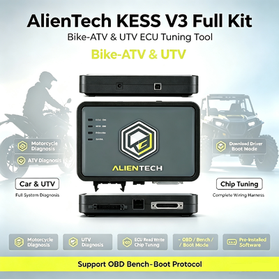 Programador de ECU KESS3 de Alientech con interfaz multilingüe OBD, ajuste de arranque de banco y garantía de 1 año