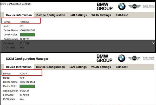 Comparación de BMW ICOM A2