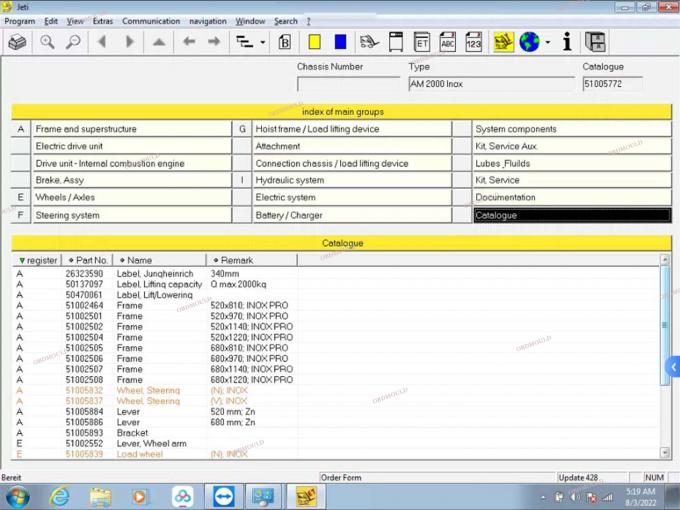 F110 tableta con For Judit Incado Box Jungheinrich 4 Herramienta de diagnóstico para carretillas elevadoras con 4.37 Software Parts Catalog Judit ET EN Herramientas de diagnóstico 34